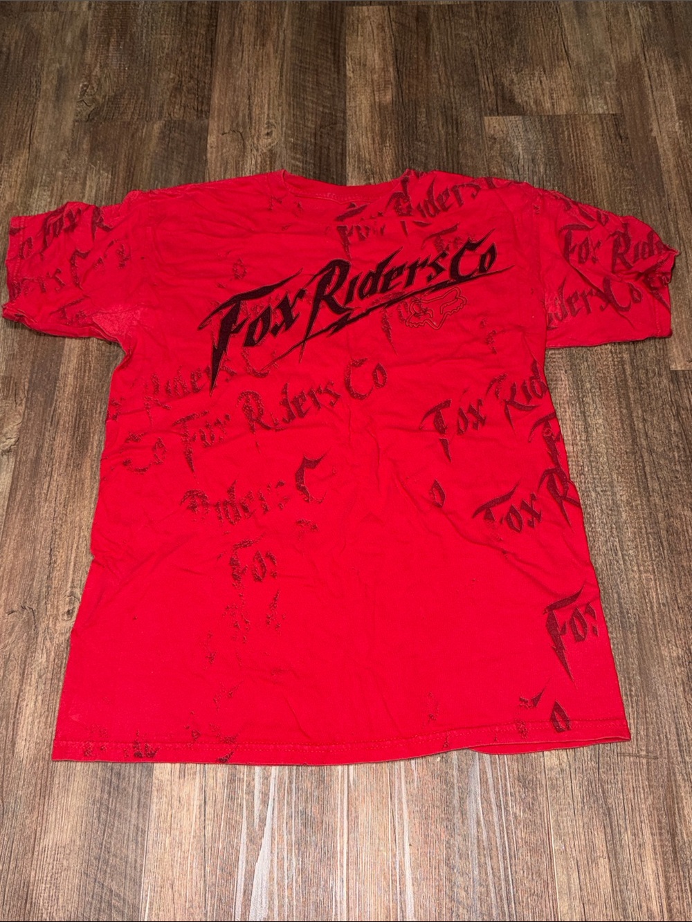 Fox Racing T Shirt Mens Medium Red Fox Riders Co All Over Print Graphic Y2K Tee